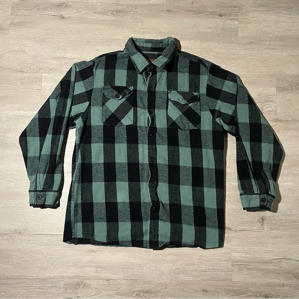 Vintage Trail Crest Green & Black Heavy Flannel - L